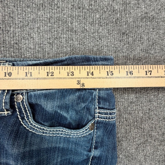 BKE Payton Bootcut Jeans Womens 26R (Fits 29x30) Blue Low Rise Raw Hem Stretch - Picture 8 of 15